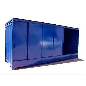 Caseta diáfana para almacenamiento de productos peligrosos.